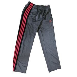 Adidas Girls XL 18 Gray Pink Black Stripe Track Pants Womens S/M